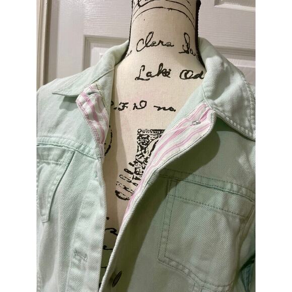 J.JILL DENIM JACKET MINT GREEN SIZE MEDIUM POCKETS VERSATILE AESTHETIC CORE - Picture 5 of 12